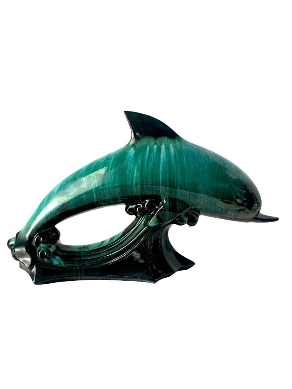 Vintage Blue Mountain Pottery Large Dolphin BMP Flow Glaze